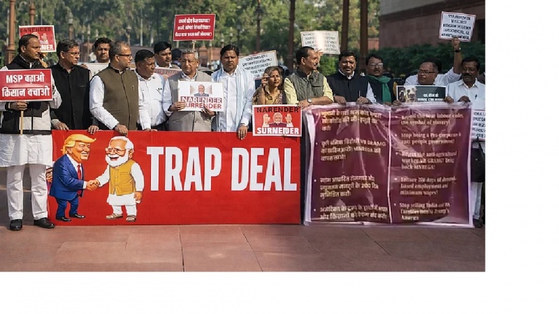 ہندوستان؛ امریکہ کے ساتھ تجارتی معاہدے کے خلاف حزب اختلاف کا احتجاج