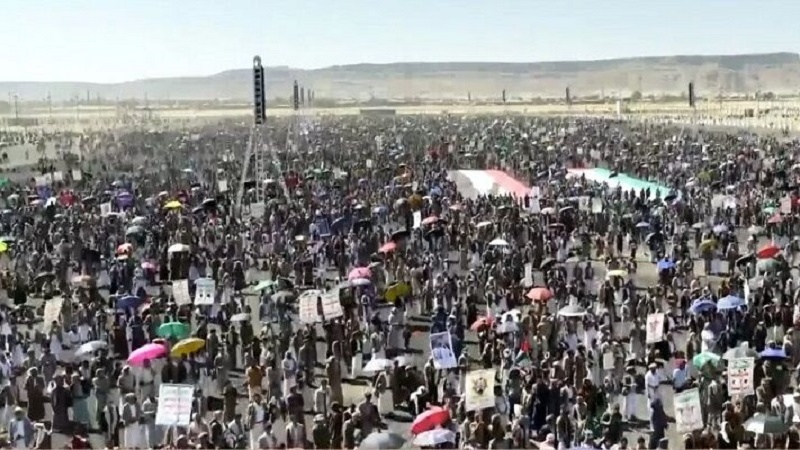 ڕێپێوانی بەربڵاوی یەمەنییەكان بۆ  پشتیوانی لە فەلەستین و ئامادە بوون بۆ خەبات