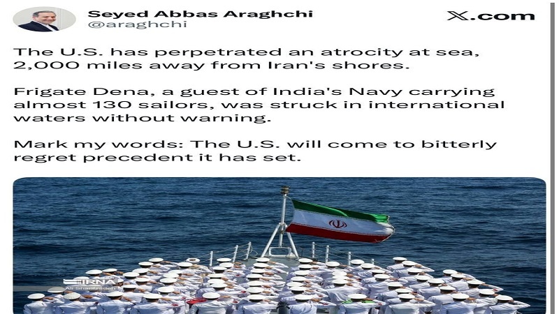 دنا جہاز کے غرق ہونے پر وزیر خارجہ کا انتباہ