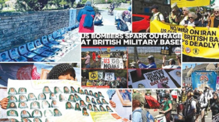  Xwepêşandana çalakvanên dijberê şer li himberî xebitandina meqerên Inglîzê di destdirêjiya leşkerî ser Îranê