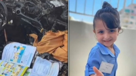 غزہ کی معصوم بچّی کا اسکول کا پہلا دن زندگی کا آخری دن بن گیا، والد کے ساتھ شہید